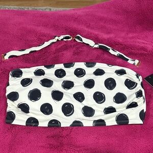 Eloquii Black and White Polka Dot Bandeau Top